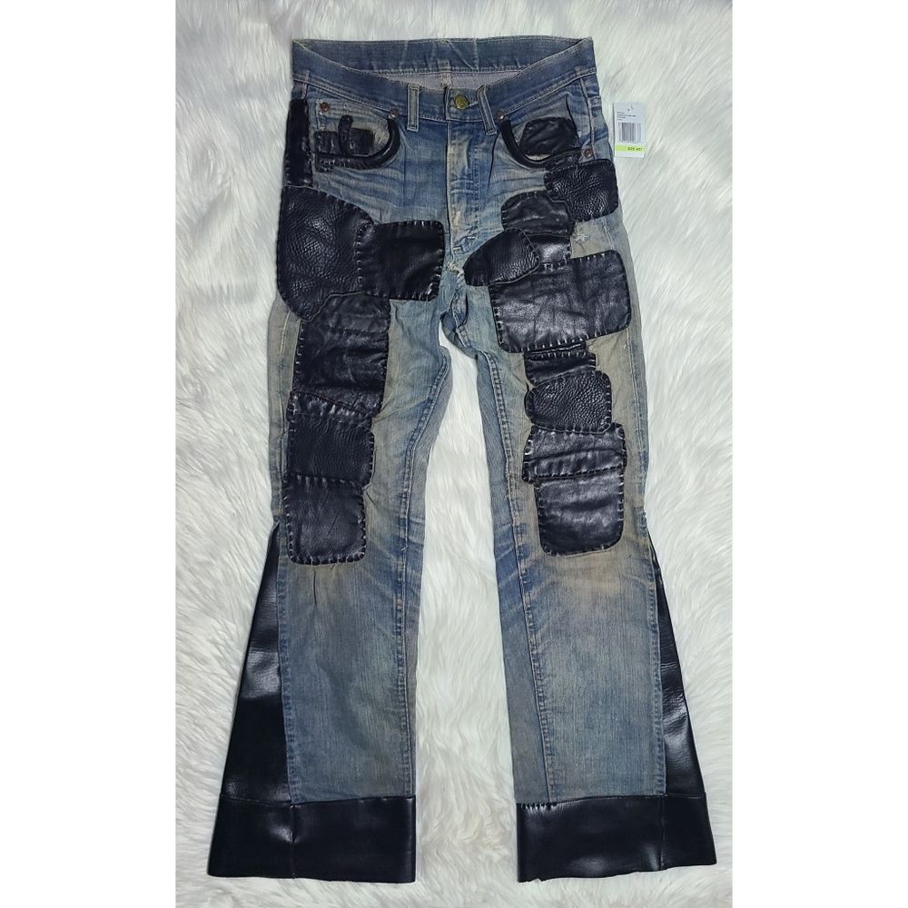 NWT|Rare Lee Jeans Leather Patchwork Flared Pants, 27